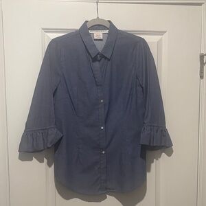 Gretchen Scott Designs Blue Striped Blouse